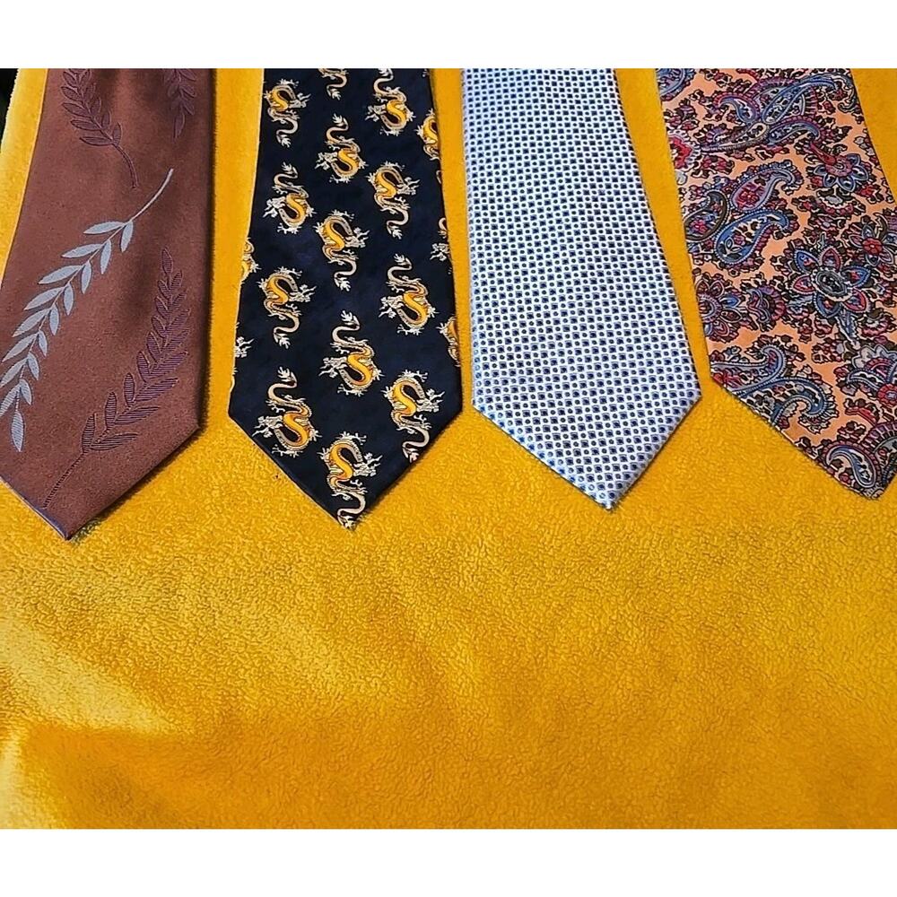 Set Of 4 100% Silk Ties Hugo BOSS, Liberty of London, Geoffrey Beene, Cintas